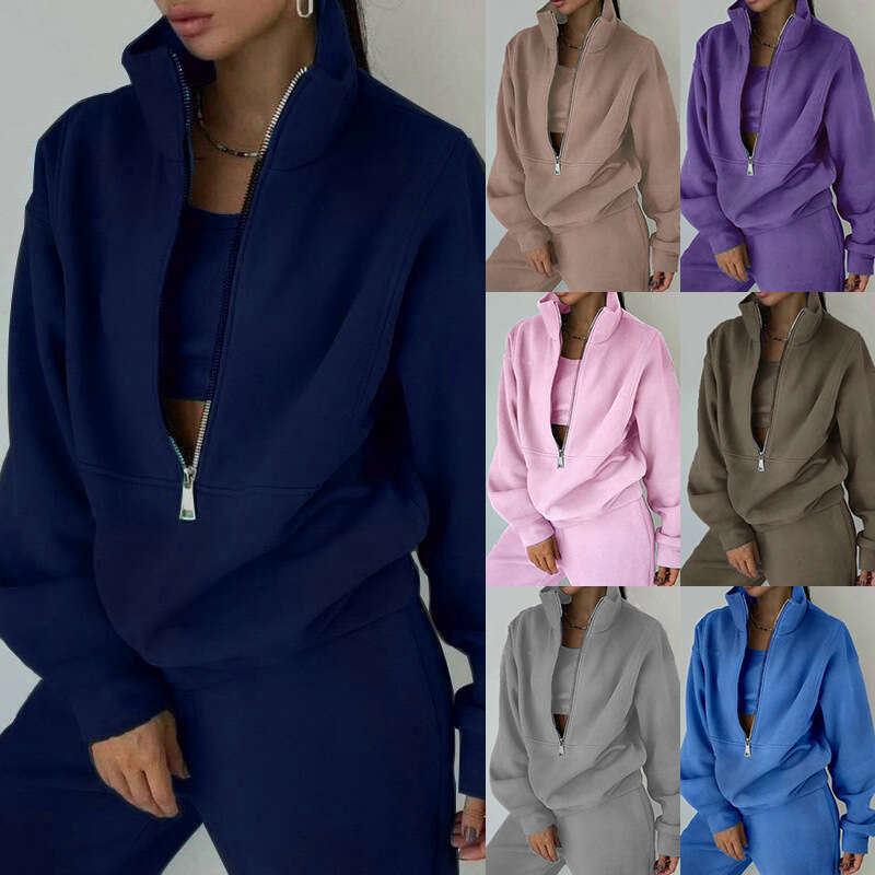 2025 Spring Women's Two Piece Hoodie Fleece Street Fashion Sports Set For Women KLMY