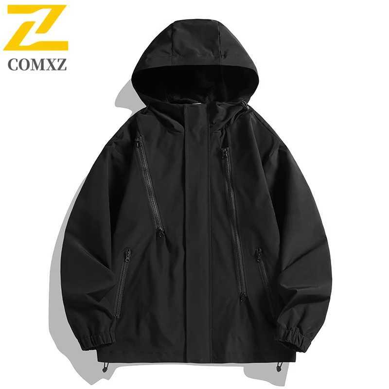 2025 New Full Zip Design Windbreaker Jacket Men Women Waterproof Jacket Male Autumn Casual Outdoor Camping Riding Hooded CoatT250311