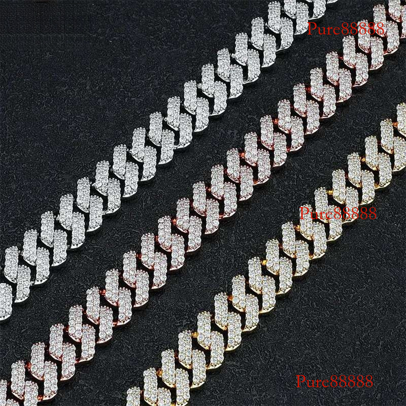 12mm Iced Cuban Hiphop Men Jewelry Sterg Sier D VVS Moissanite Miami k Necklace Pass Test