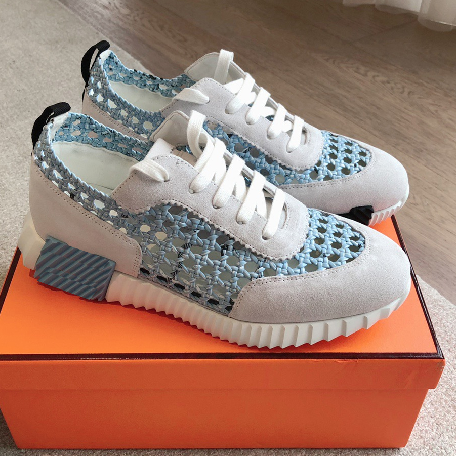 Designer H shoe bouncing sneakers Suede Casual Shoes Trainers Breathable Mesh Running Shoe Men Bounce Sneaker Women Sneaker Non-Slip Rubber Sole Flat Trainer HHH