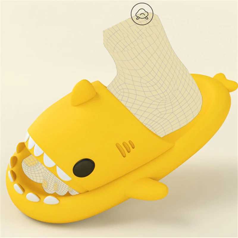 Eyriphy Shark Sandals For Kids Summer Cute Beach Shoes Children Fashion Casual Home Slides Flat Soft Sole Cozy Cartoon SlippersT250311