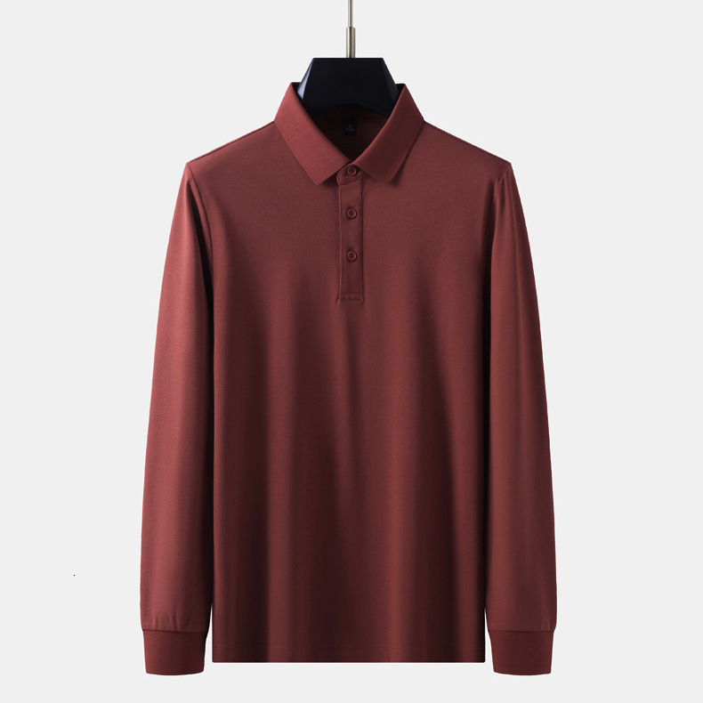 Long sleeved polo shirt for men, business and casual, solid color autumn base shirt, T-shirt, high-end feeling, lapel T-shirt tracksuit