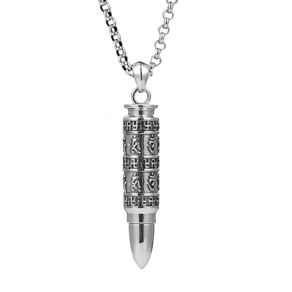Trendy Six Word Mantra, Leng Yan Curse, Bullet Head Necklace, Men's Personality, Fashion, Thai Sier Design, Jewelry and Accessories