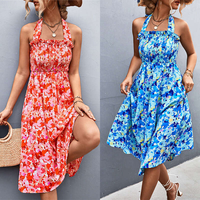 2025 Women's Fragmented Flower Waist French Strap Skirt Fashion Sexy Dress Female 661 KLMY
