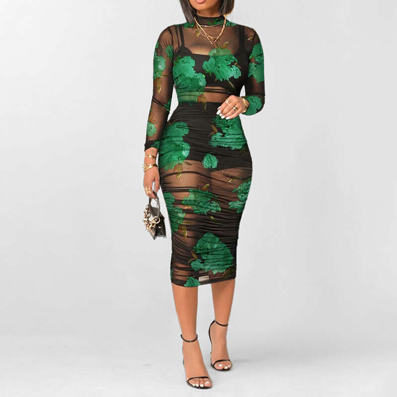 2025 Spring New Large Women's Long Sleeve Fashion Waist Collection Sexy Dress For Women KLMY