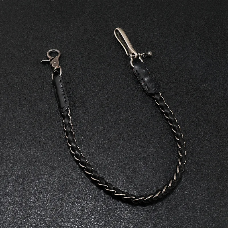 Punk Rock Leather Metal Pants Waist Chain Men Women Key Chain Big Ring Wallet Keychain Jeans Unisex Hip-hop Jewelry Gift 250303