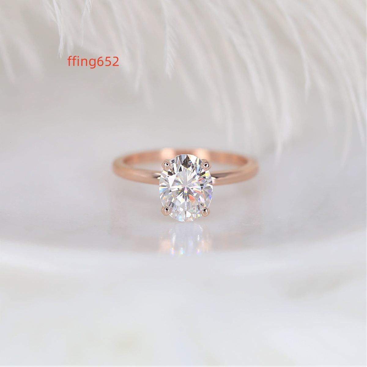 Natural Moissanite Oval Cut White Gemstone With 14k Rose Gold Ring for Women and Girl and Making Jewelry for Her