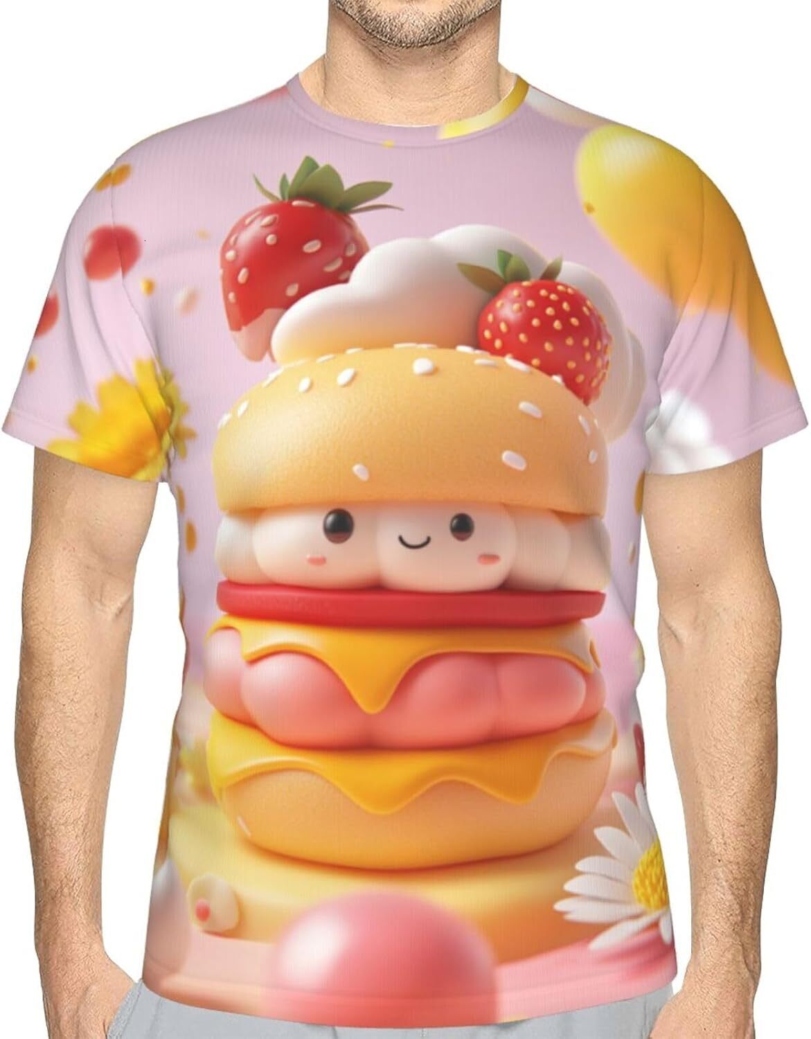 Mens T shirt Mens Womens Cartoon Hamburger Graphic T-Shirts Unisex Fruit Burger 3D Printed Funny Short Sleeve Novelty Tops tee Casual tops summer clot