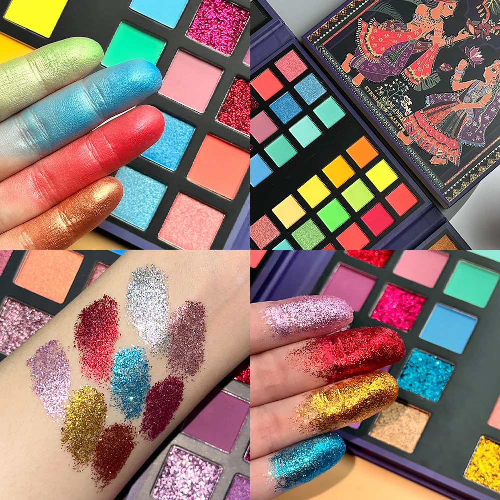 72 Colors Glitter Eyeshadow Palette Matte Waterproof Long Lasting Pressed Powder Cosmetics Kit Fashion Women Eye MakeUp Pallet 250306
