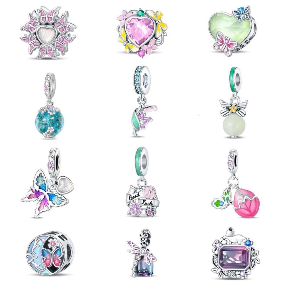 Hot selling new Spring collection dragonfly butterfly pendant beads luminous 925 Sterling Silver Charms DIY jewelry accessories bracelet for women jew