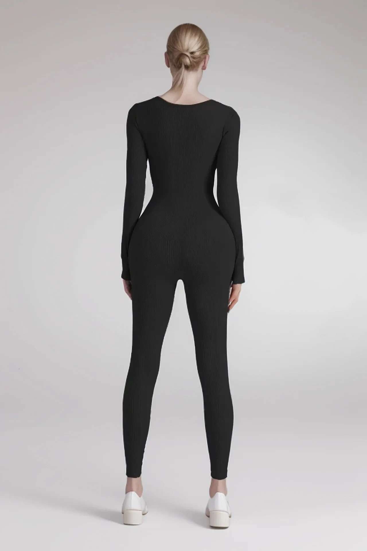 Threaded Fabric High Quality Women Jumpsuits Sleeve Shapewear Hip Lift Yoga Exercise One Piece Jumpsuit With Long Pants