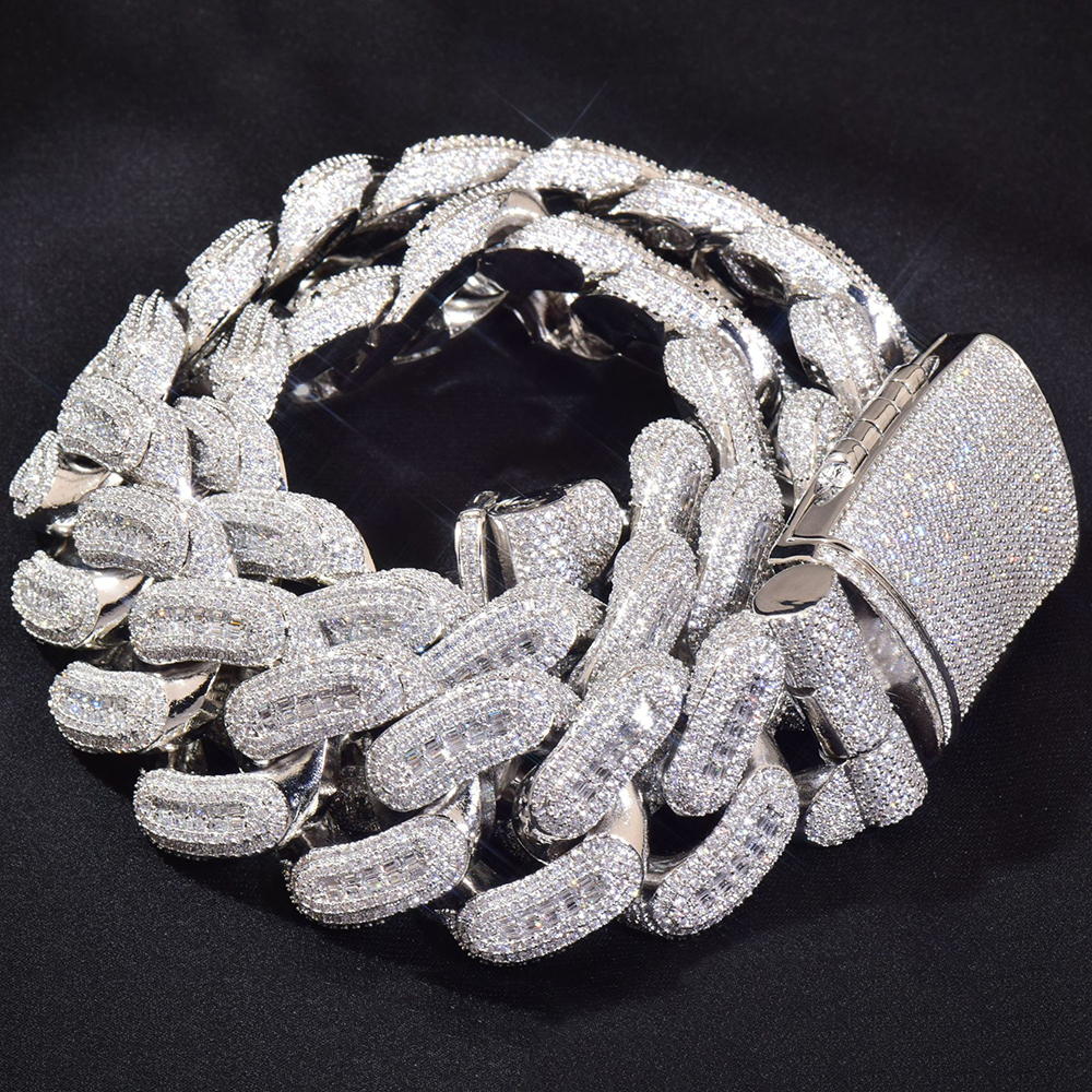 High Quality 28mm Hip Hop Cuban Chain Necklace Bling 5A T Zircon Real Gold Plated Men Hearvy Jewelry