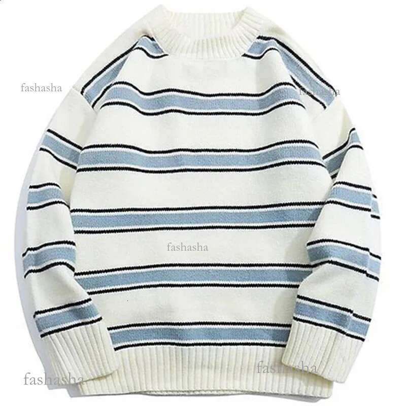 Y2k Striped Sweater Men 2023 Hiphop Streetwear Wool Knitwear Pullover Harajuku Winter Vintage Oversized Women Jumper 24