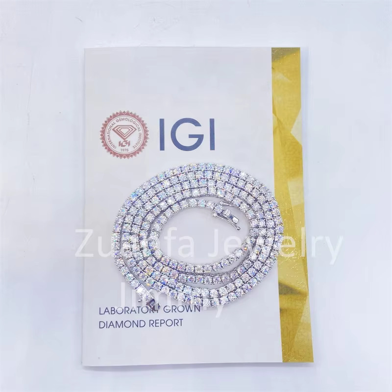 IGI Certificates 3mm Lab Grown Diamond Jewelry 10k Real Gold Personalized Tennis Necklace and Bracelet