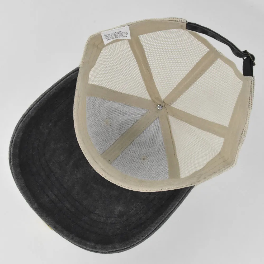 Retro Duotone Baseball Cap Men Women Washed Cotton Adjustable Casual Hip Hop Hat Mesh Breathable Streetwear Sun Visor Hats 250311