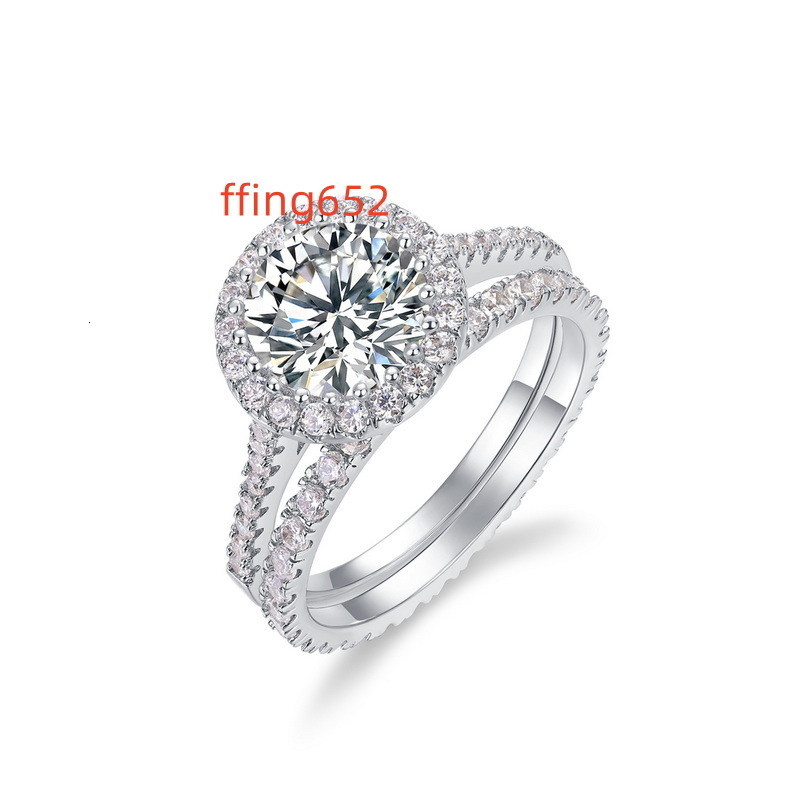 Custom Jewelry White Gold Plated VVS1 GRA 1.5ct 2ct 8mm Moissanite Diamond Wedding Ring Set Jewellery for Couple