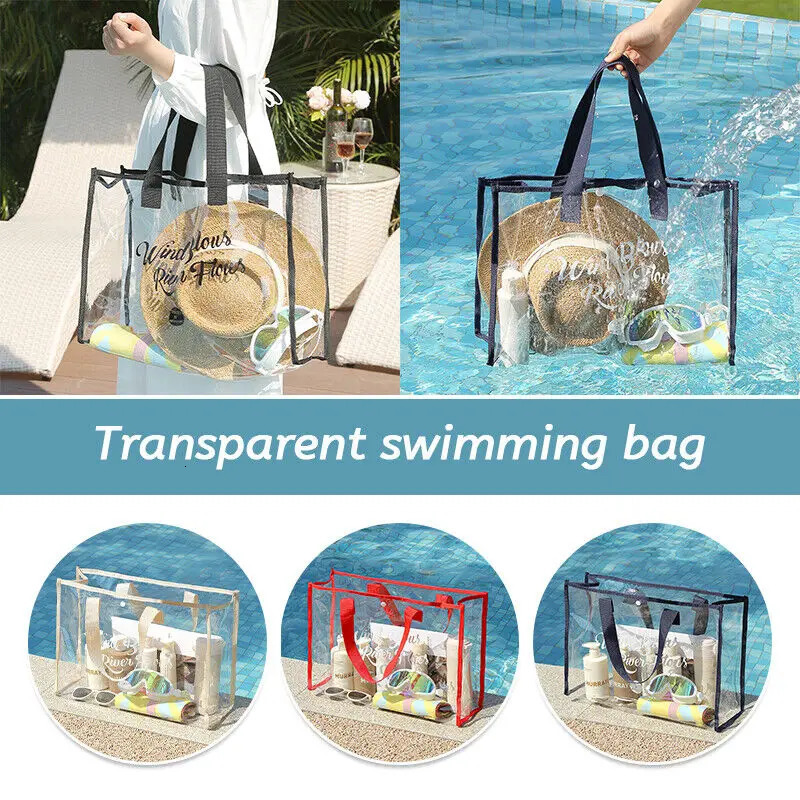 New Summer Women Fashion Clear Pvc Storage Bag Versatile Tote Bag Shoulder Bag For Swim Storage Shopping Waterproof Beach Bag R250312