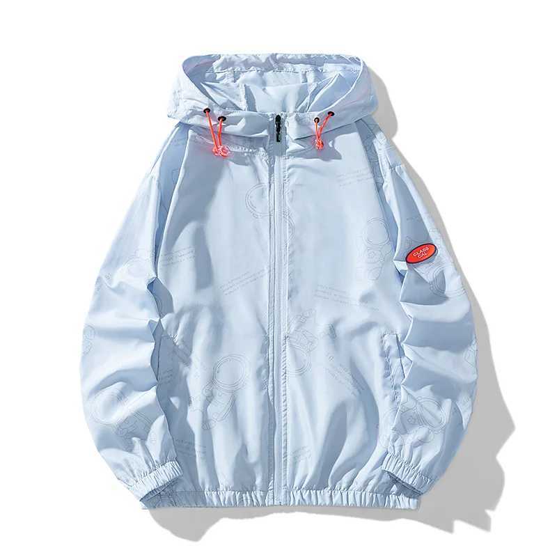 Mens summer trendy version thin ice silk color matching thin breathable UV resistant and sun proof clothing mens jacket oT250311