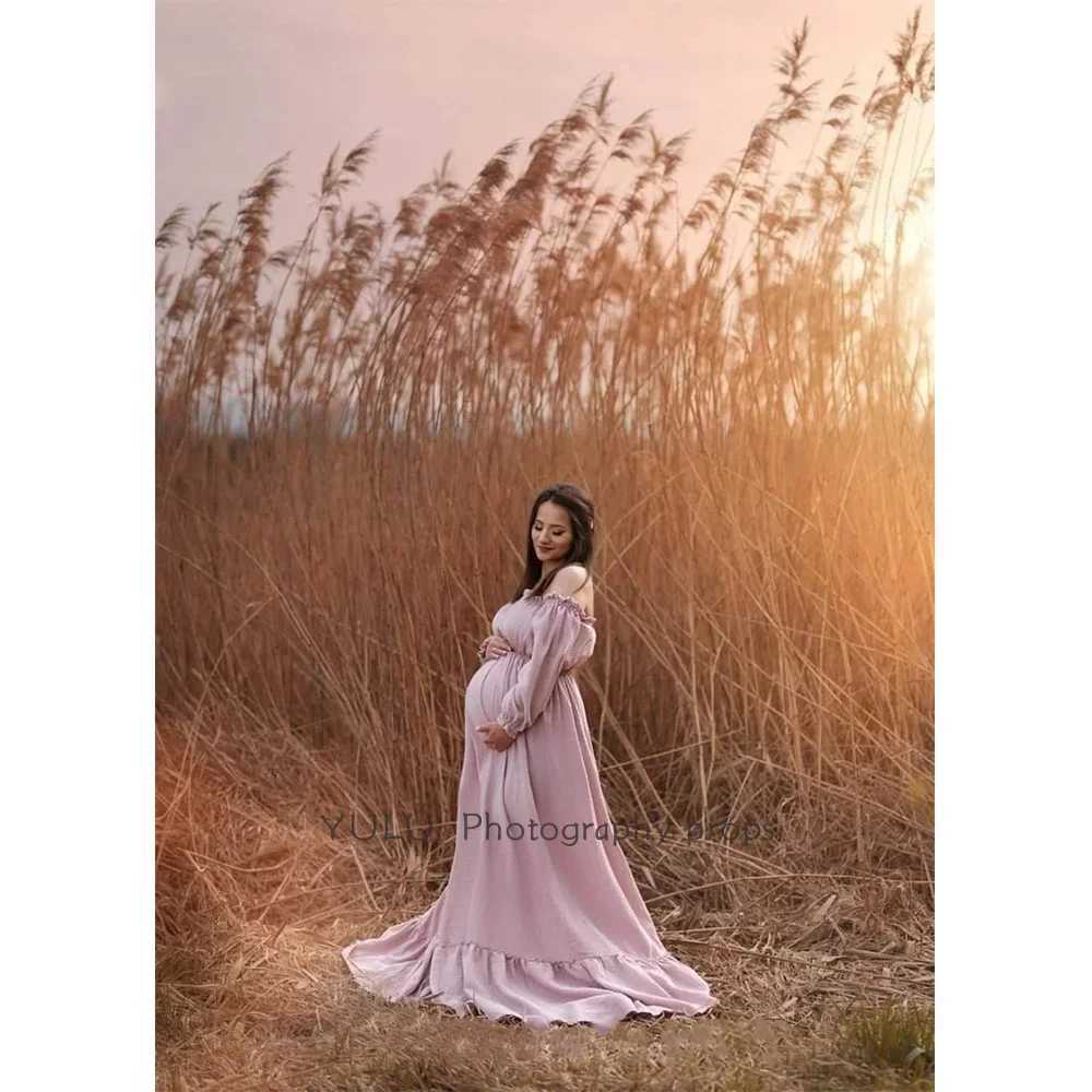 Retro Maternity Photography Linen Cotton Dresses Pregnant Women Clothes Photo Shooting Pregnancy Loose Fitting Gown X250224