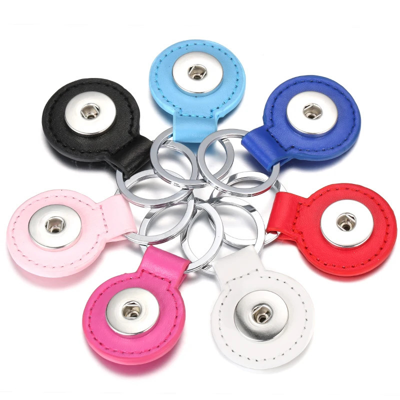10pcs/lot Wholesale Snap Jewelry 18mm Snap Button Leather Keychain Keyring 18mm 20mm Snap Buttons Jewelry Snap Keyring Key Chain 250305