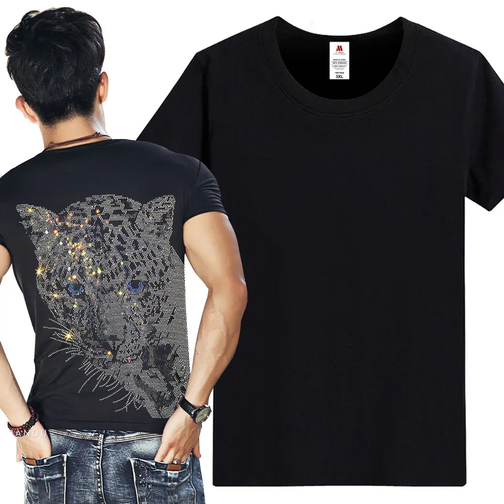 The -selling mens leopard print diamond T-shirt short sleeved streetwear casual fashion ultra-thin mens and womens T-shirt 250310