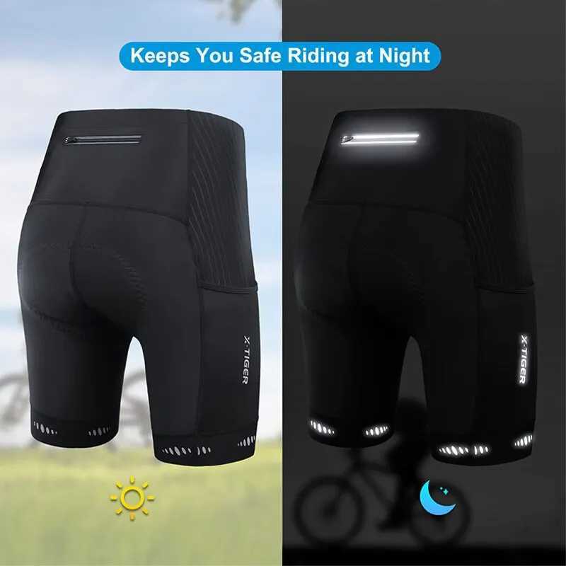 X-TIGER Men Cycling Shorts with Pocket 5D Gel Padded Bike Shorts for Men Mountain Road Biking Riding Half Pants TightsXJ250311