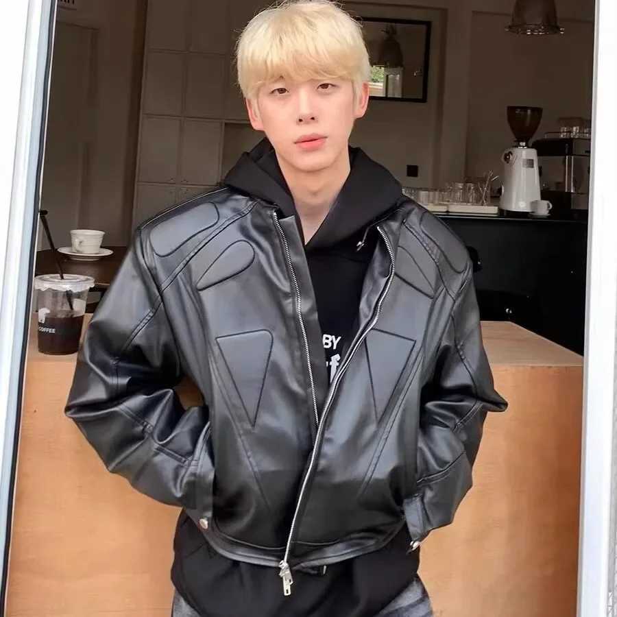 American Style High-End Feel Leather Jacket For Men Casual Cropped Motorcycle Jacket With Destructed Design Top Selling ItemT250311