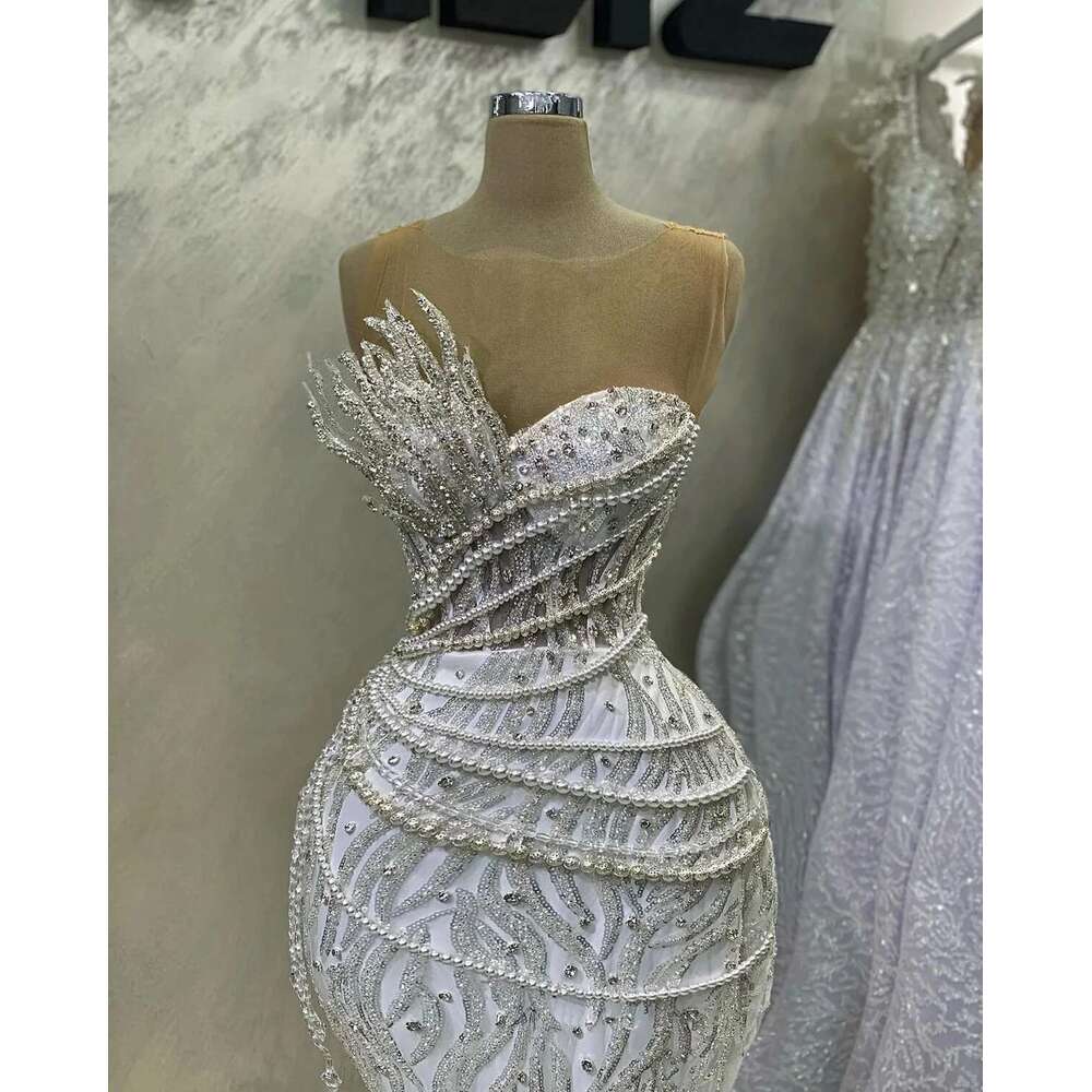 Sleeveless Wedding Dresses Laces, Beads, Beading Mermaid Dresses, Bright Crystal Dress
