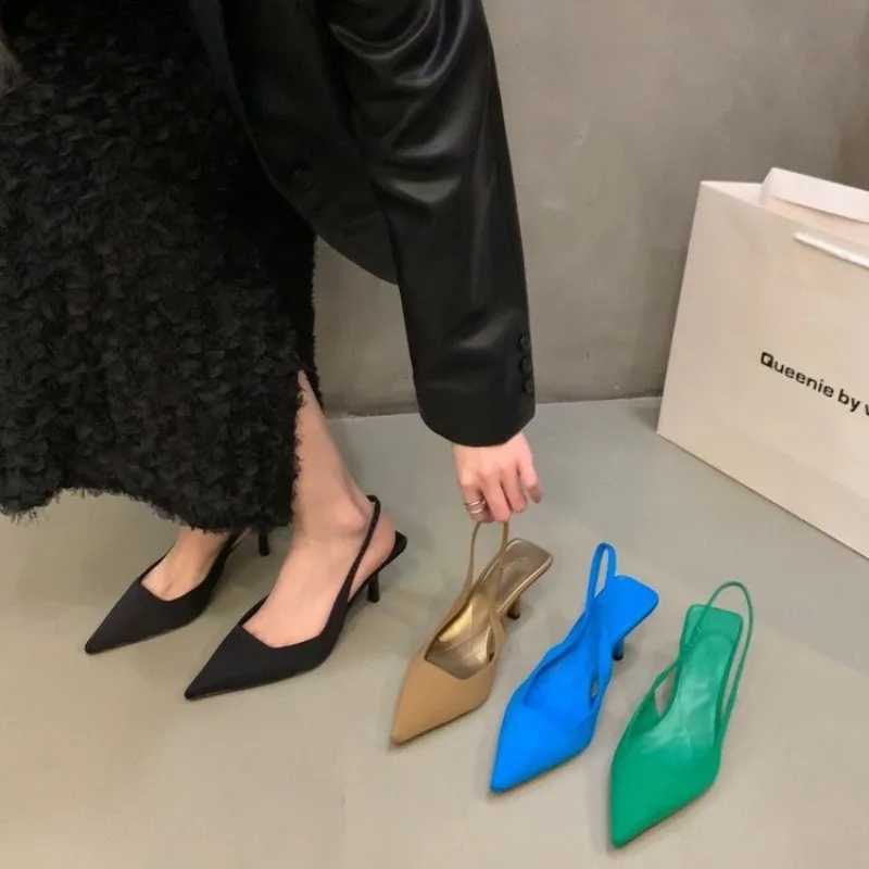 New Ladies Shoes 2024 Quality Slip On Wens Hot Pumps Autumn Pointed Toe Solid Fashion Shallow Mouth High H Z250311