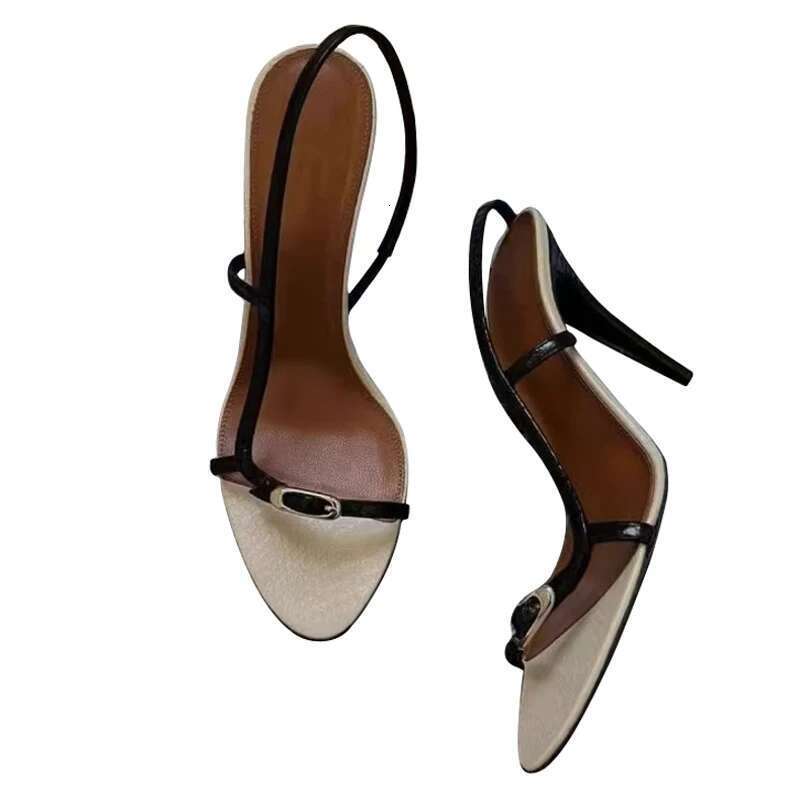 Fashion Liyke Summer Buckle Open Toe Slip On Back Strap Sandals Women Black White High Heels Wedding Prom Shoes atos Mujer