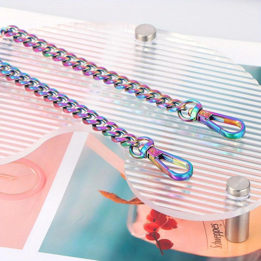 Rainbow Purse Chain Straps Flat Strap Replacement Colorful Handbag Accessories for Crossbody Shoulder Bag 250311