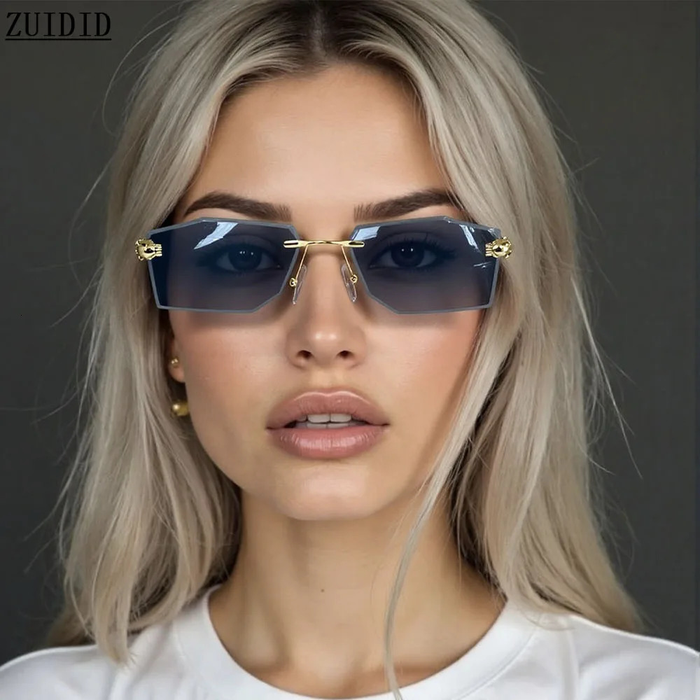 In Rimless Sunglasses Women Trendy Fashion Glasses Sunscreen Shades Luxe Femme Lenses De Sol Femme Lunette Soleil Femme 250311