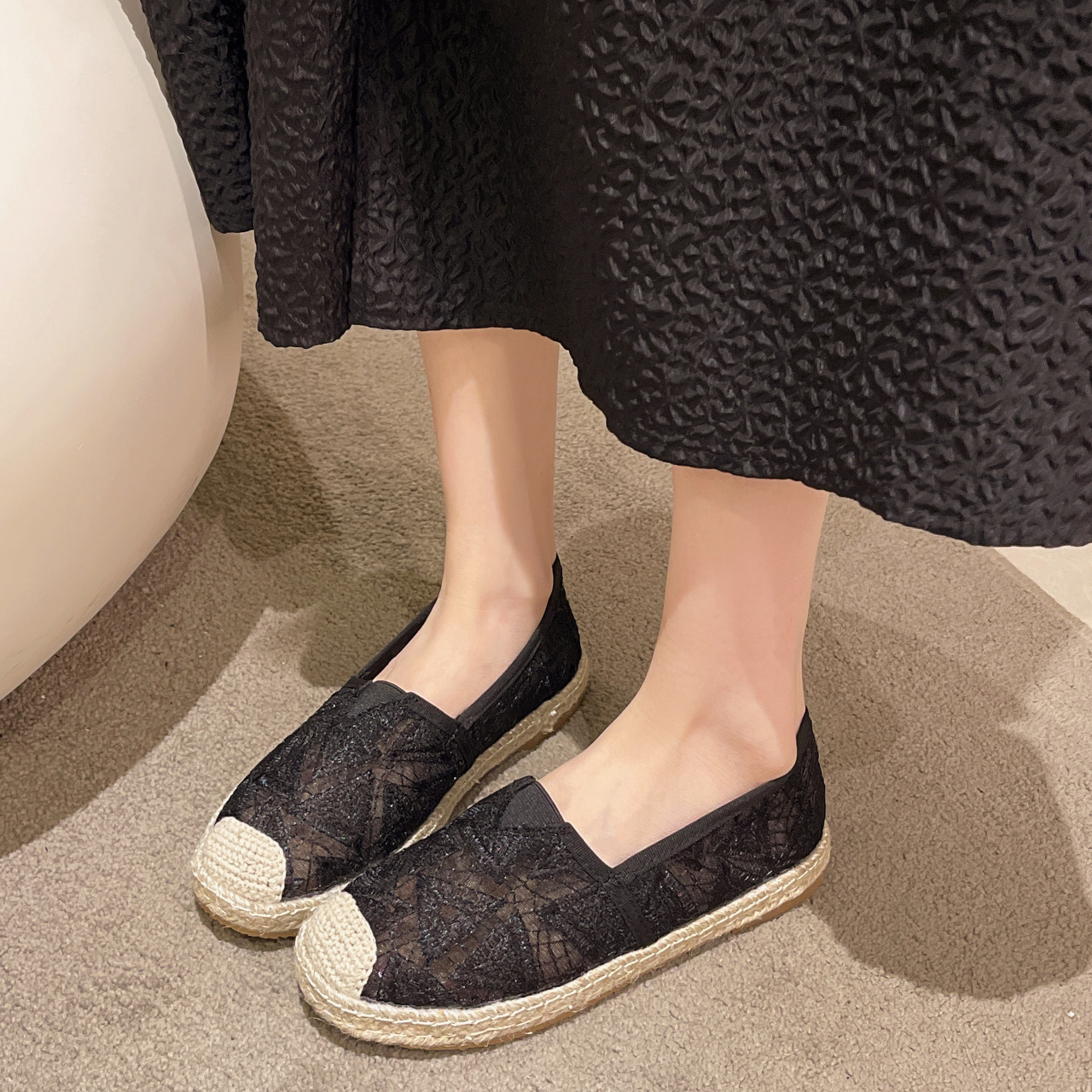 Fisherman s Shoes Women s Lace Mesh Integrated Loafers 2025 Summer Fashion Designer New Hollow Breathable Soft Sole Casual Sandals Single Shoe Slipper