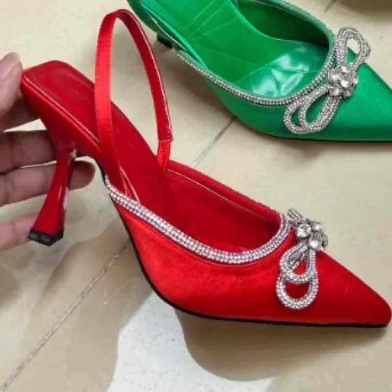 Elegant High Heeled Shoes Hot For Wens 2025 New Summer Bowknot Dia Sexy Ladies Sandals Wedding Party Dress Stiletto Sandalias Z250311