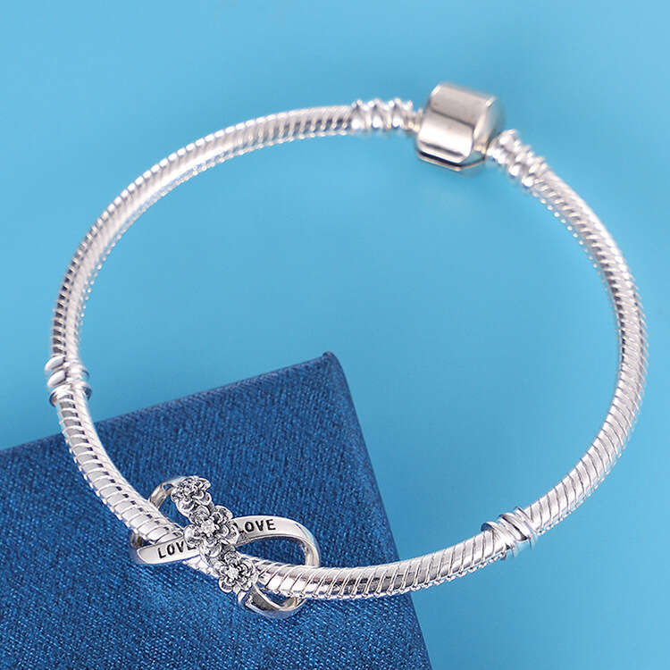 Fashionable Love Continuation String Charms 925 Sterling Silver Beads for women DIY Family Bracelet jewelry gift