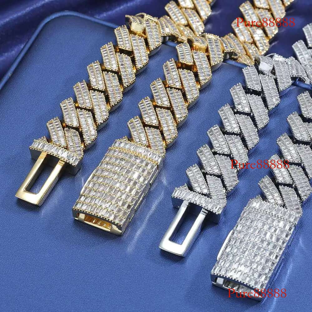 20MM Iced Pass Test D Color VVS Dia Cuban k Moissanite Chain Hip Hop Jewelry Men Sterg Sier Necklace