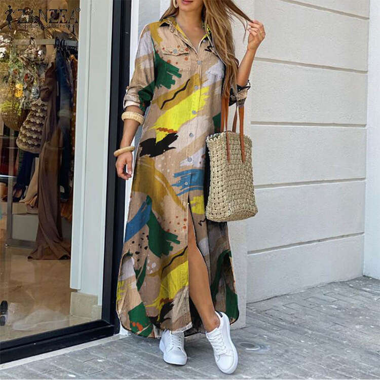 2025 New Spring/Summer Fashion Sexy Shirt Long Dress Female 661 KLMY