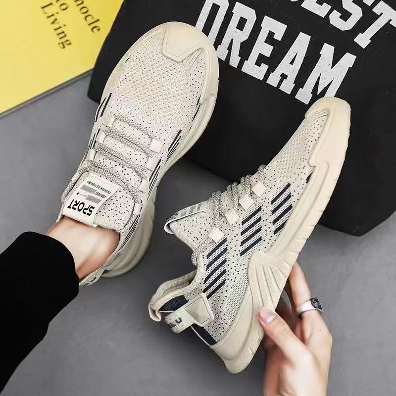 2025 Internet Celebrity Men's Sneakers Real Flying Woven Mesh Casual Shoes Ultra Light Breathable Running Shoes Outdoor Trend Versatile