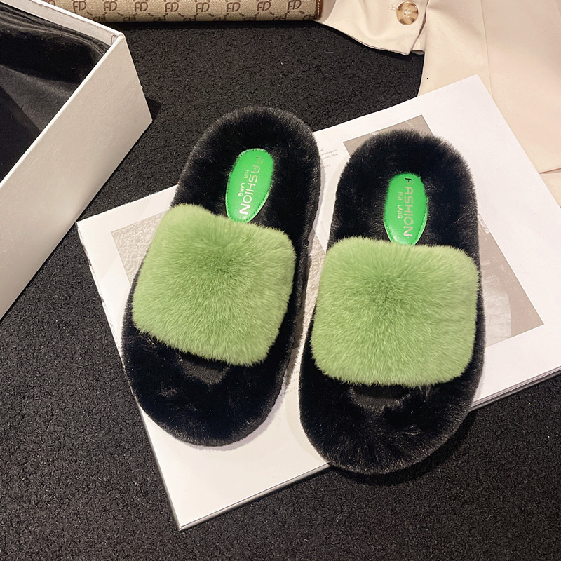 2025 Summer And Autumn Seasons Thick Soled Real Fur Multifunctional Outdoor Leisure Vacation Slippers Fashionable Designer Lazy Style Sandals Hairy Sl