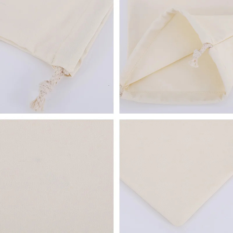 Cotton Drawstring Storage Bag White Canvas Bags for Candy Gift Package Pouch Reusable Home Sundries Organize Dustproof Sacks R250311