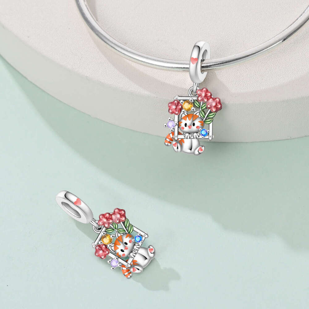 925 Sterling Silver cute pet rabbit bear Charms pendant Fit bracelet necklace DIY accessories for jewelry making bracelet special gift for women