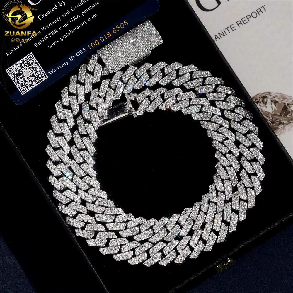 18K Gold Plated Sterling Silver Cuban Bracelet 12mm Hip Hop Jewelry With Pass Diamond Tester Gra Certified Moissanite for Men