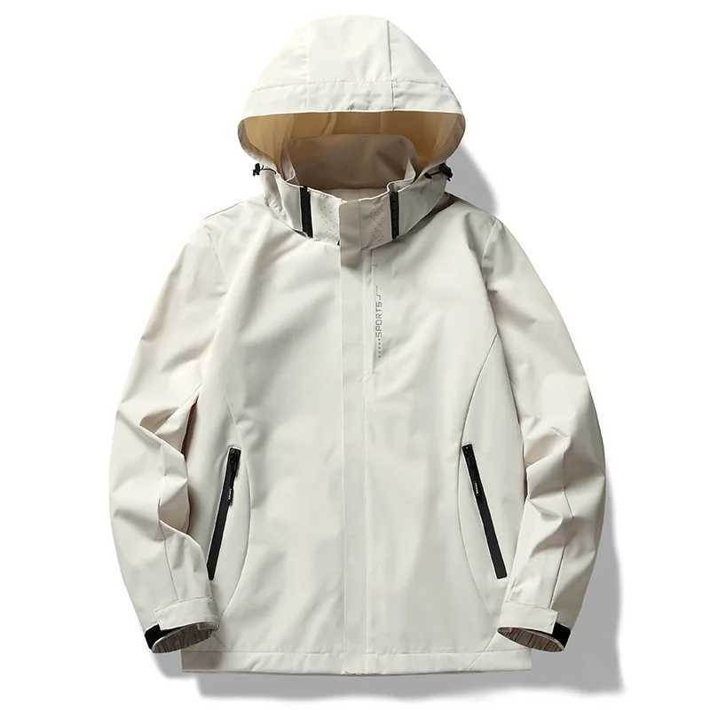 Outdoor Waterproof Windbreaker Mens Tactical Detachable Cap Camping Fishing Coat New Spring plus size Casual Lightweight JacketT250311