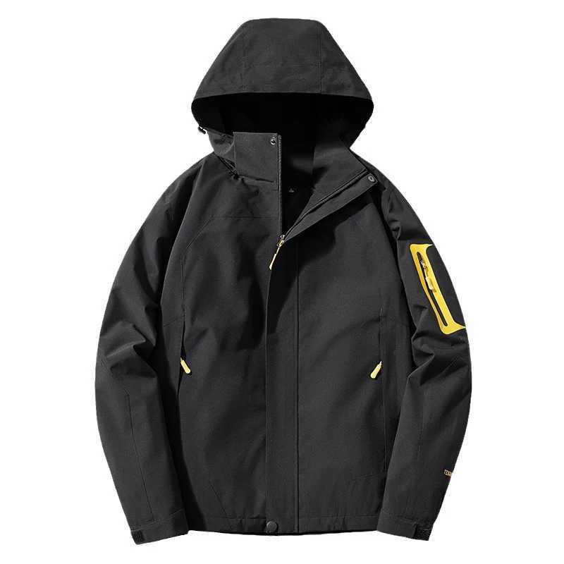 DIMUSI Mens Mountain Waterproof Ski Jacket Windproof Rain Jacket Spring Autumn Outdoor Windbreaker Warm Hood Coat Clothing 5XLT250311