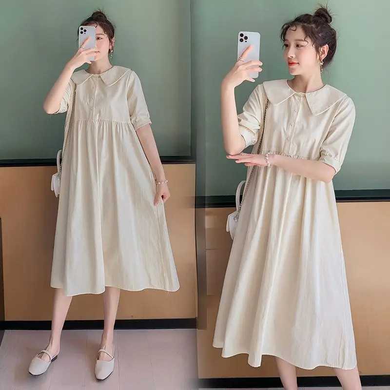 Spring Summer Maternity Dresses New Plus Size Maternity Loose Slim Dresses Maternity Summer Ladies Short Sleeve DressesT250311