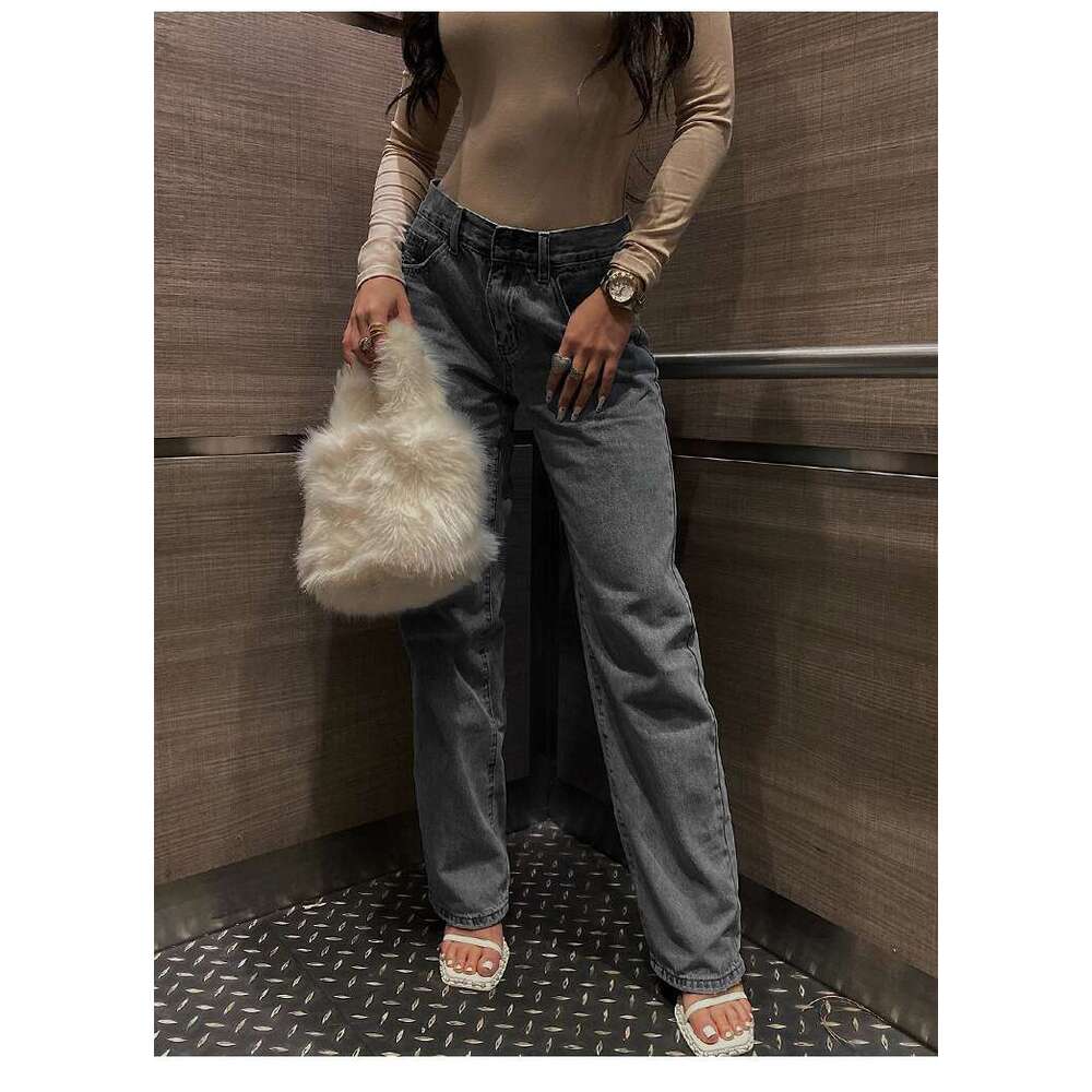 European and American sources of high waisted, perforated, slim fit fashionable jeans for women in 2025 with versatile temperament, new trendy clothin