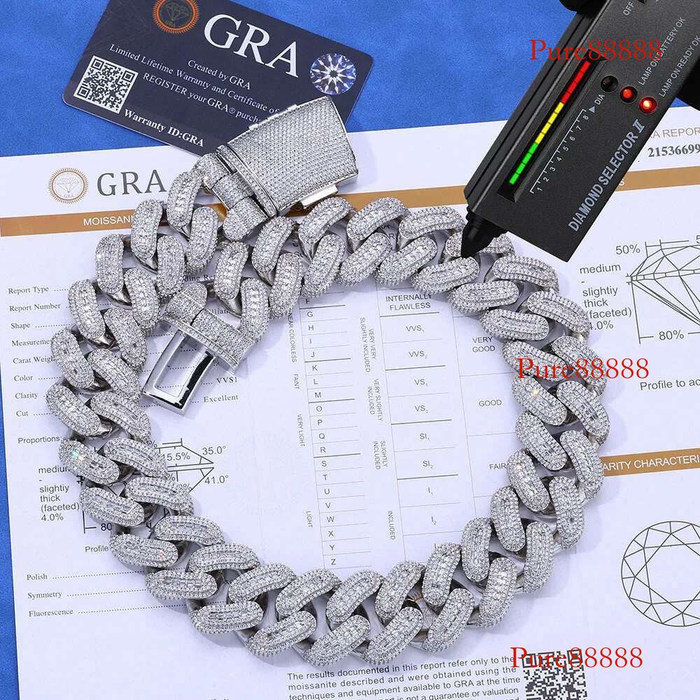 Custom 29mm Big Moissanite Dia k Iced Out Hip Hop Cuban Chain For Men Sier VVS Jewelry Charm Necklace
