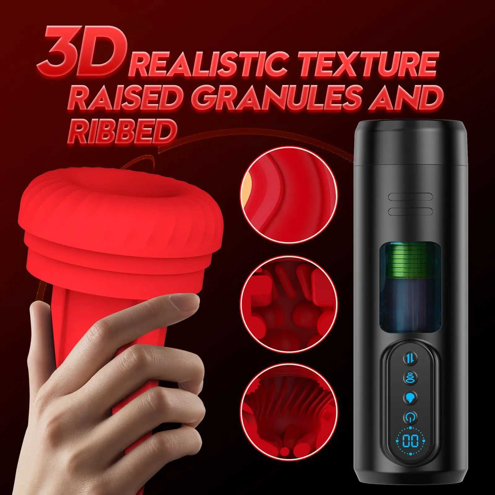 LCD Automatic Sucking Male Masturbator 9 Thrusting Vibration Blowjob Machine Heating Pussy Penis Pump Masturbation Cup Sex Toys W250807