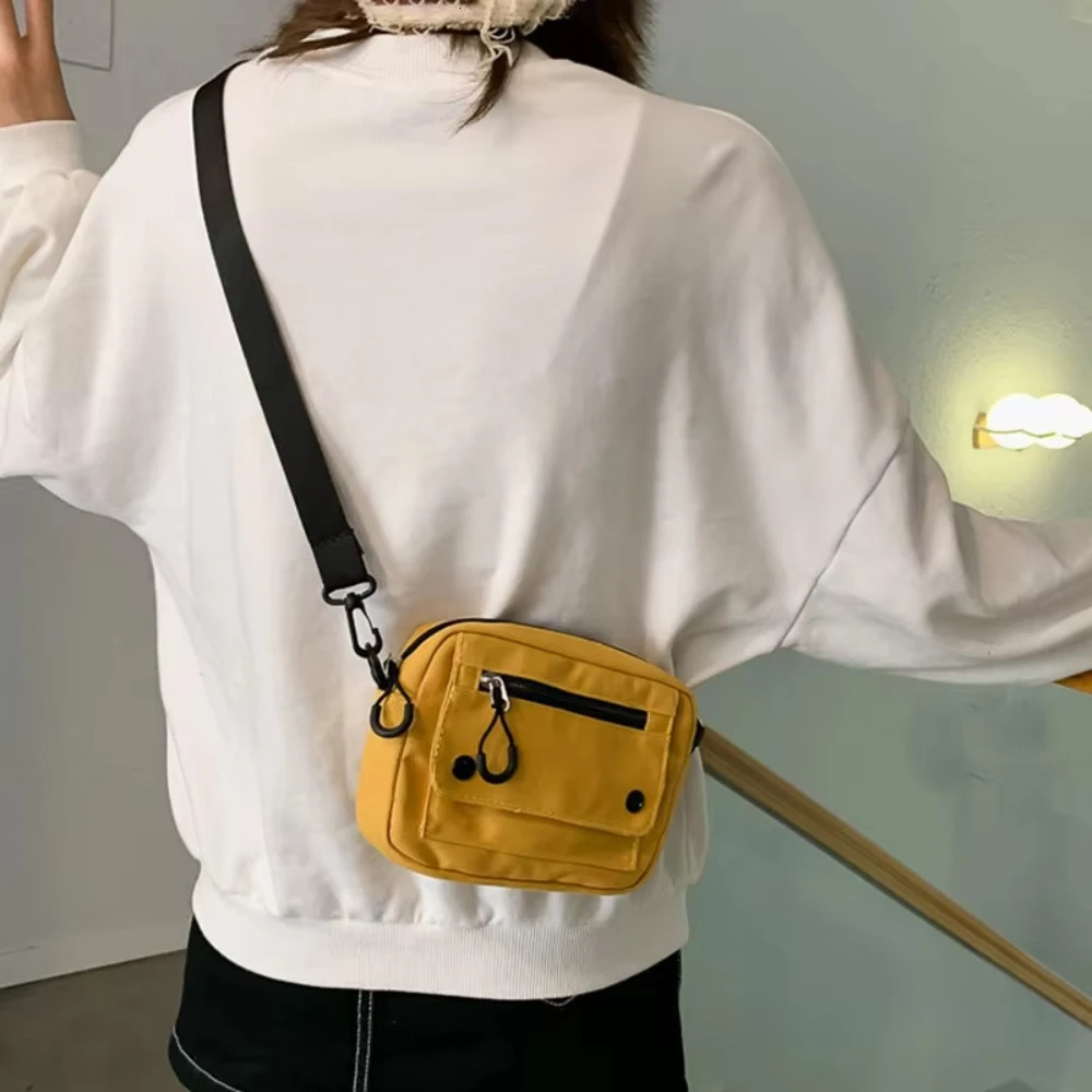 Women Canvas Handbags Korean Mini Student Bag Cell Phone Simple Small Crossbody Casual Ladies Zipper Shoulder Bag R250311