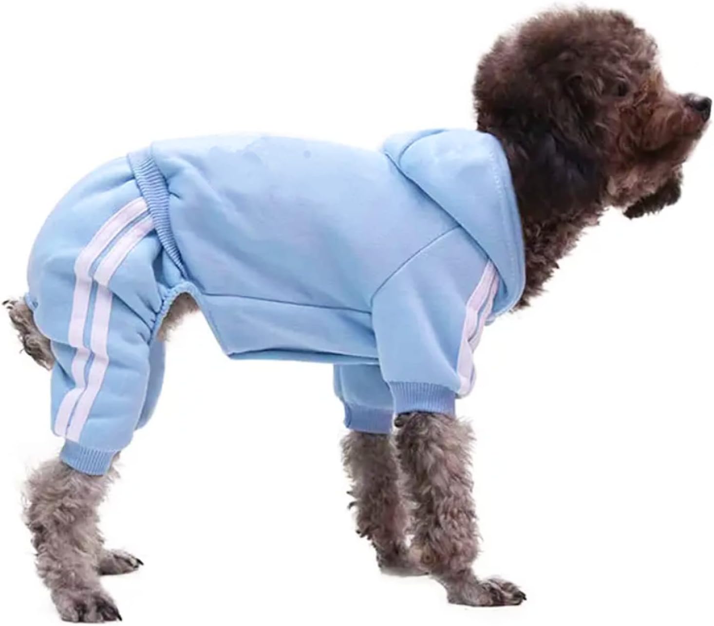 Small Dog and Cat Hoodie, 4-Leg Fleece Sweater for Puppies, Winter Cotton Jumpsuit for Small to Medium Pets